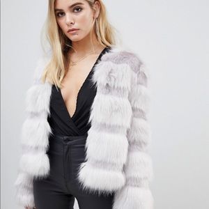 ASOS Gray/Lilac Faux Fur Jacket